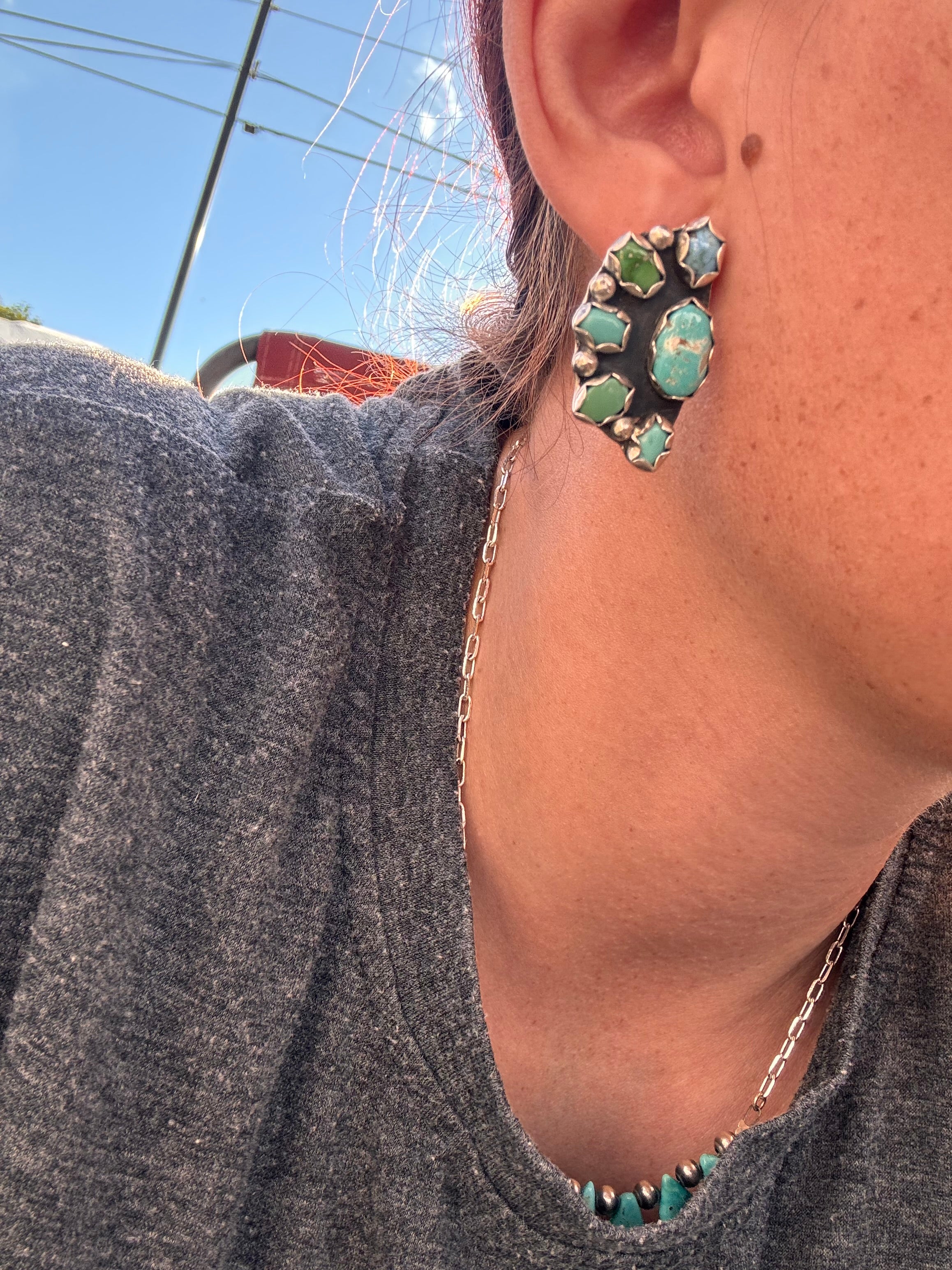 Multicolored cluster earrings
