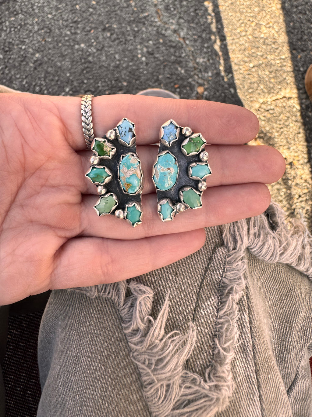 Multicolored cluster earrings