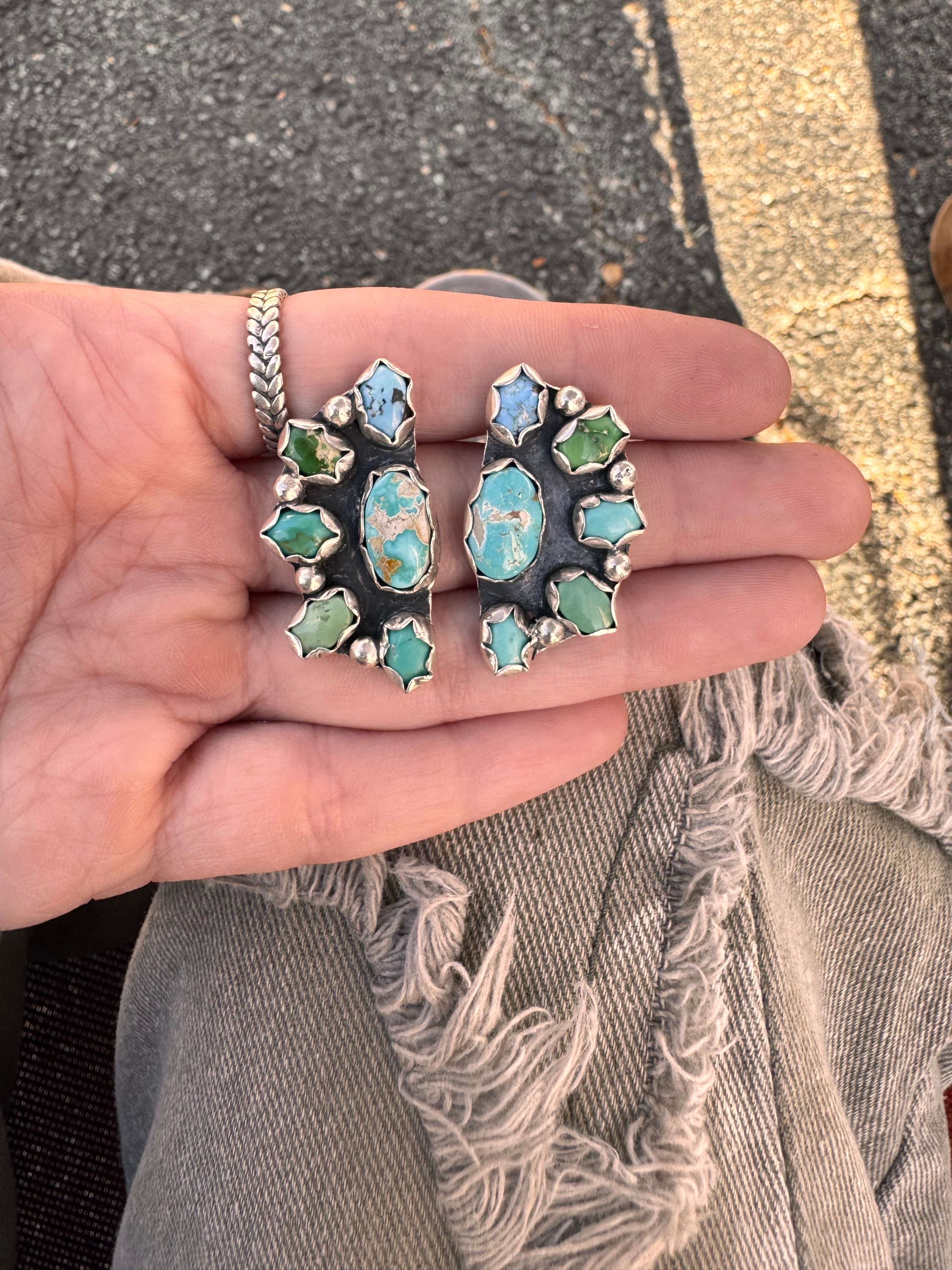 Multicolored cluster earrings