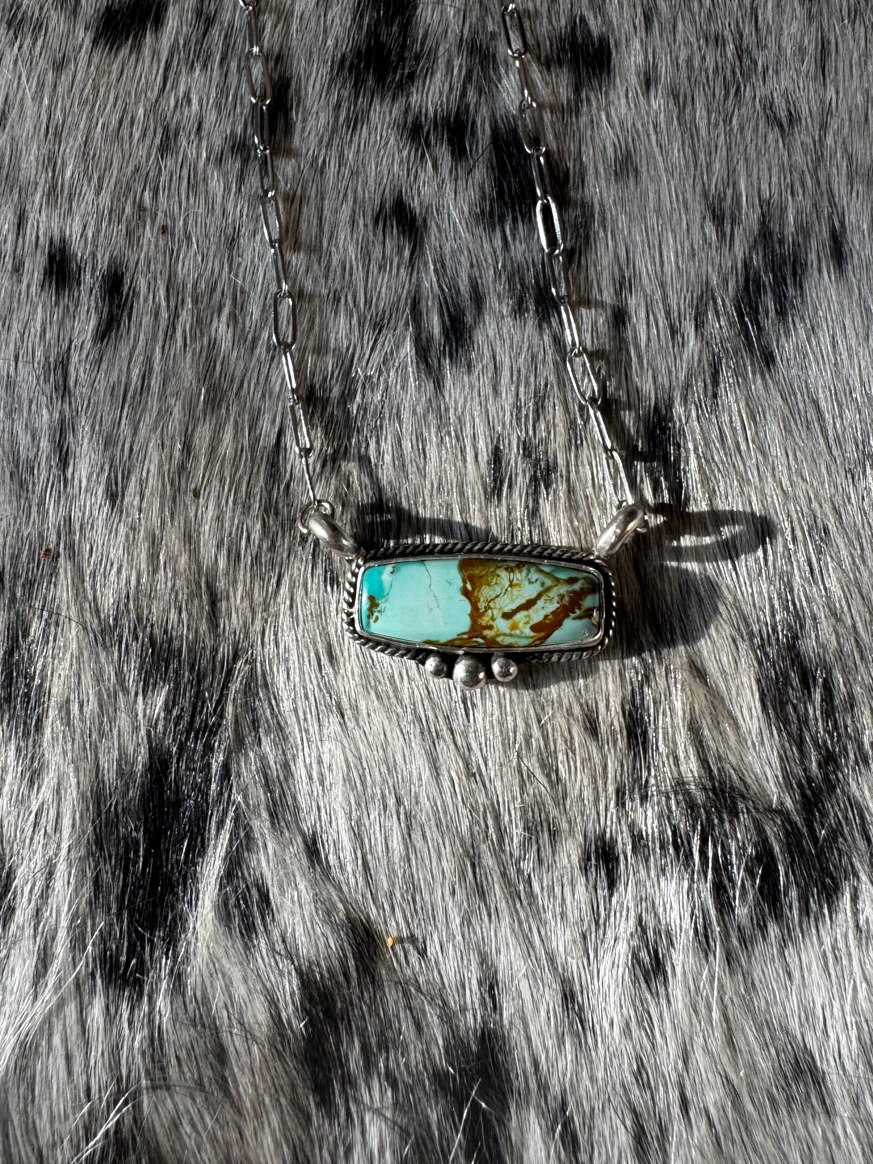 Pilot Mountain turquoise bar necklace.