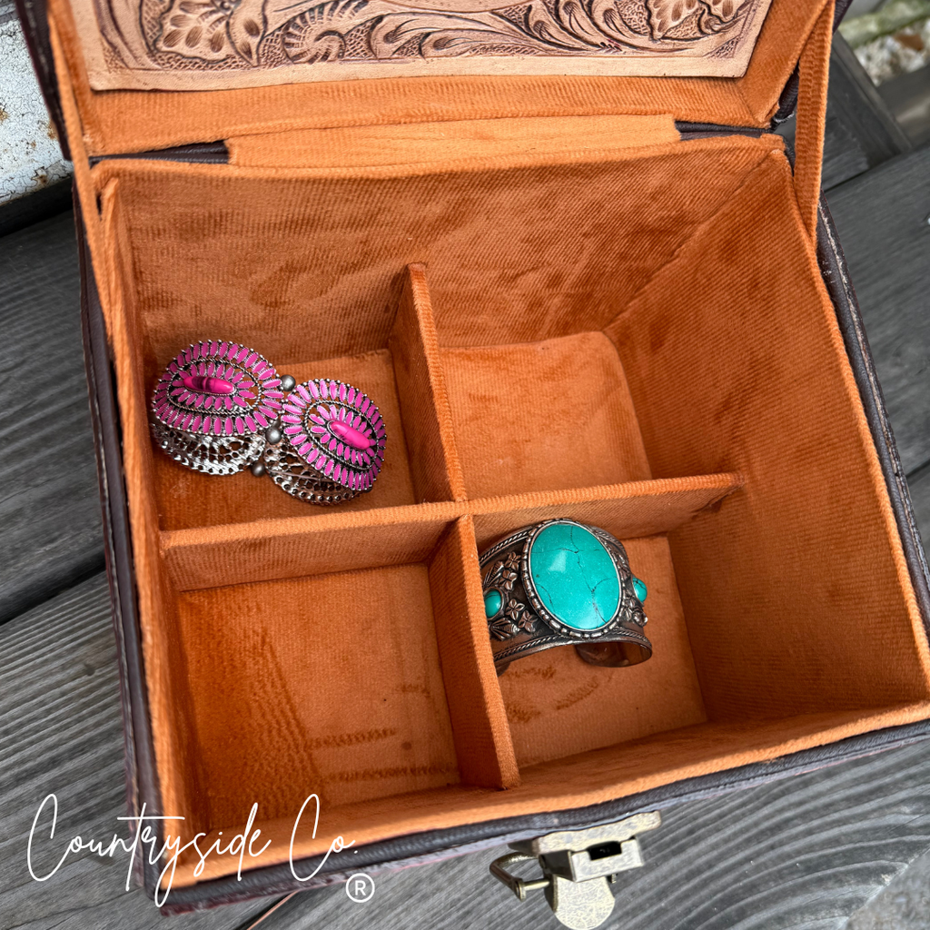 Tooled Leather Jewelry Box