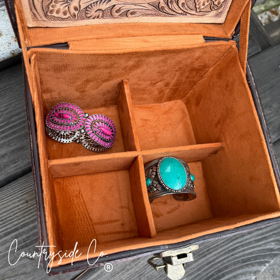 Tooled Leather Jewelry Box
