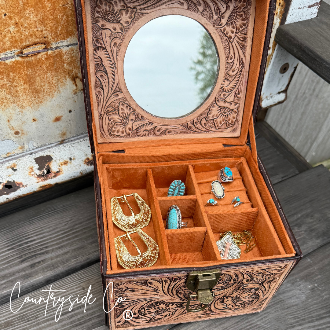 Tooled Leather Jewelry Box