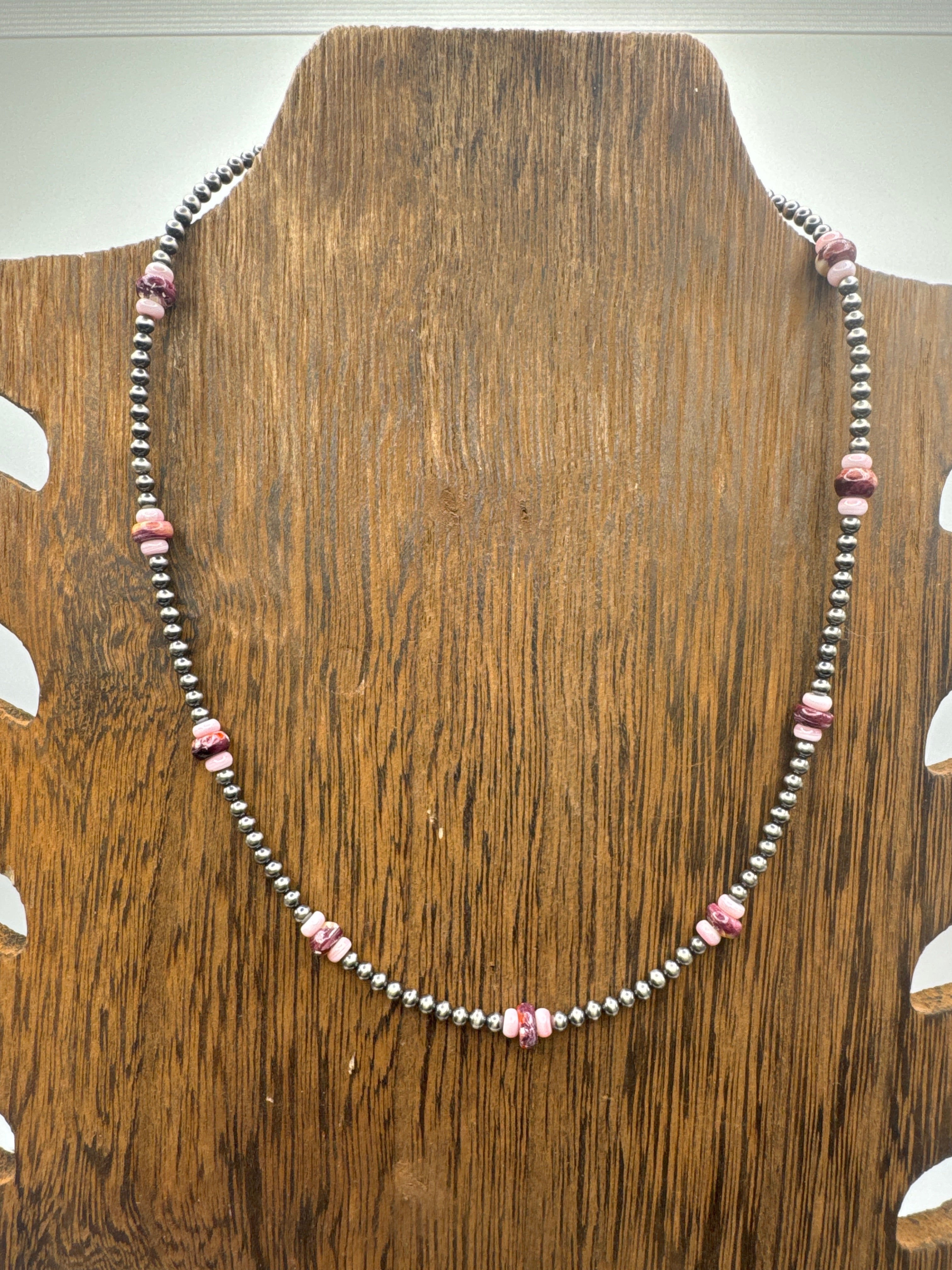 Pink conch and purple spiny with 3MM sterling silver pearls