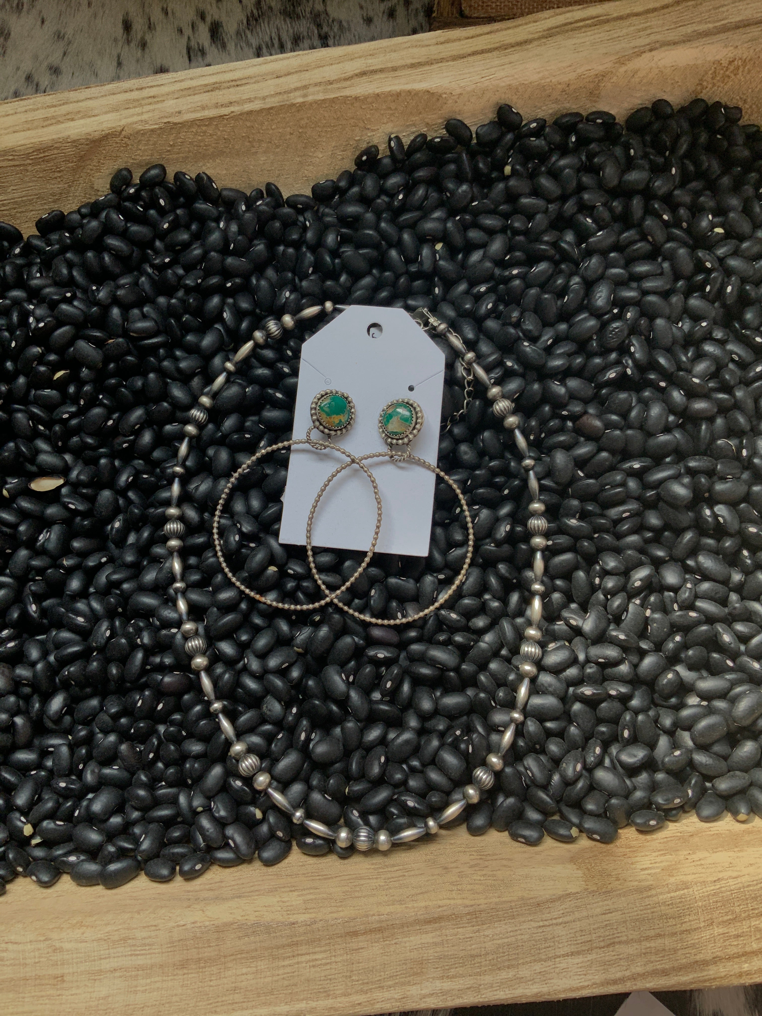 Turquoise Mountain hoop earrings